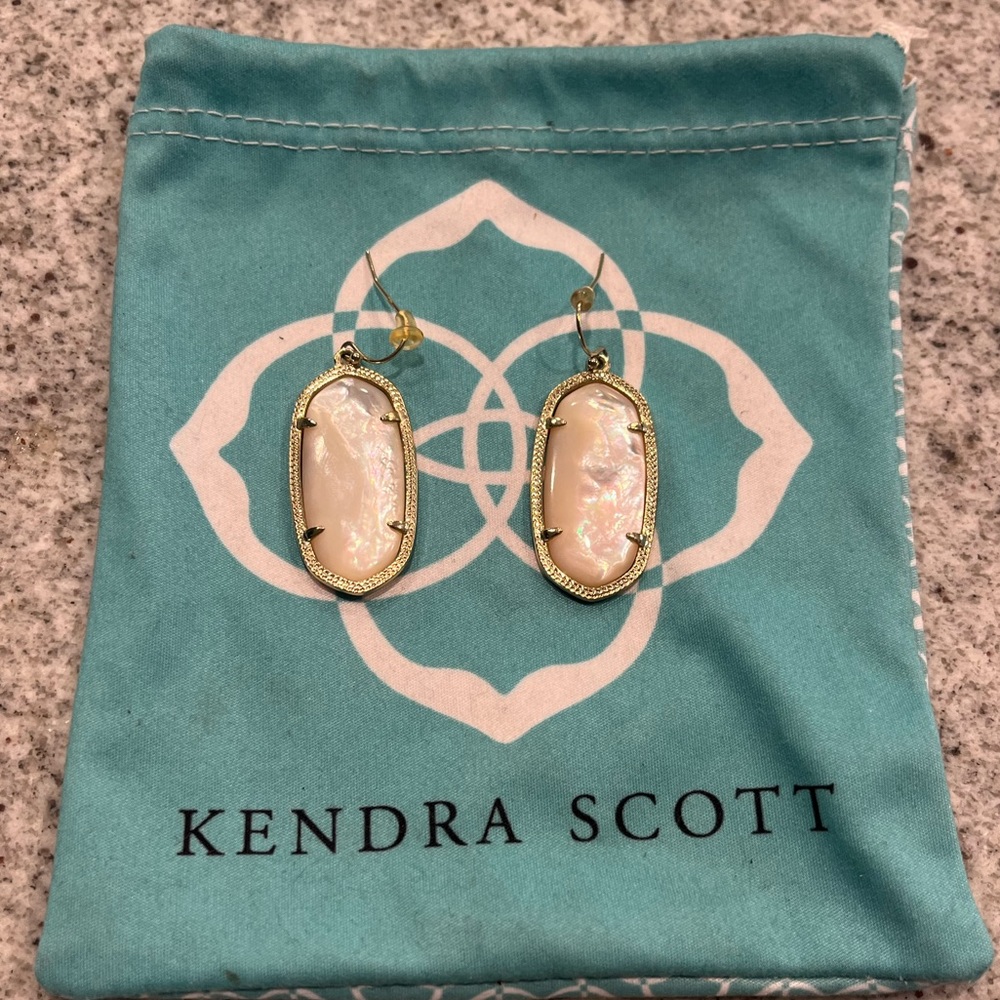 Elle Gold Drop Earrings in Ivory Mother-of-Pearl